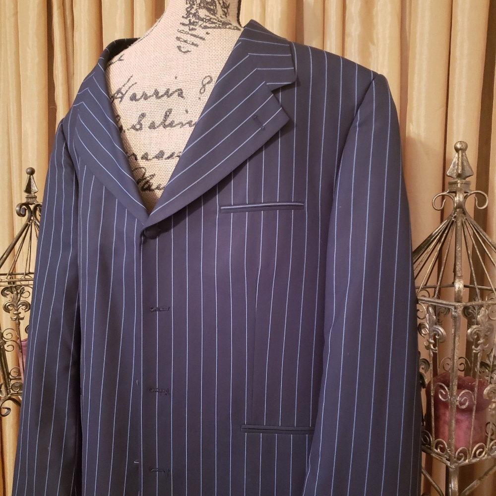 GIORGIO CAPELLI NWOT Blue Pinstripe 3 Piece Suit - Picture 2 of 8